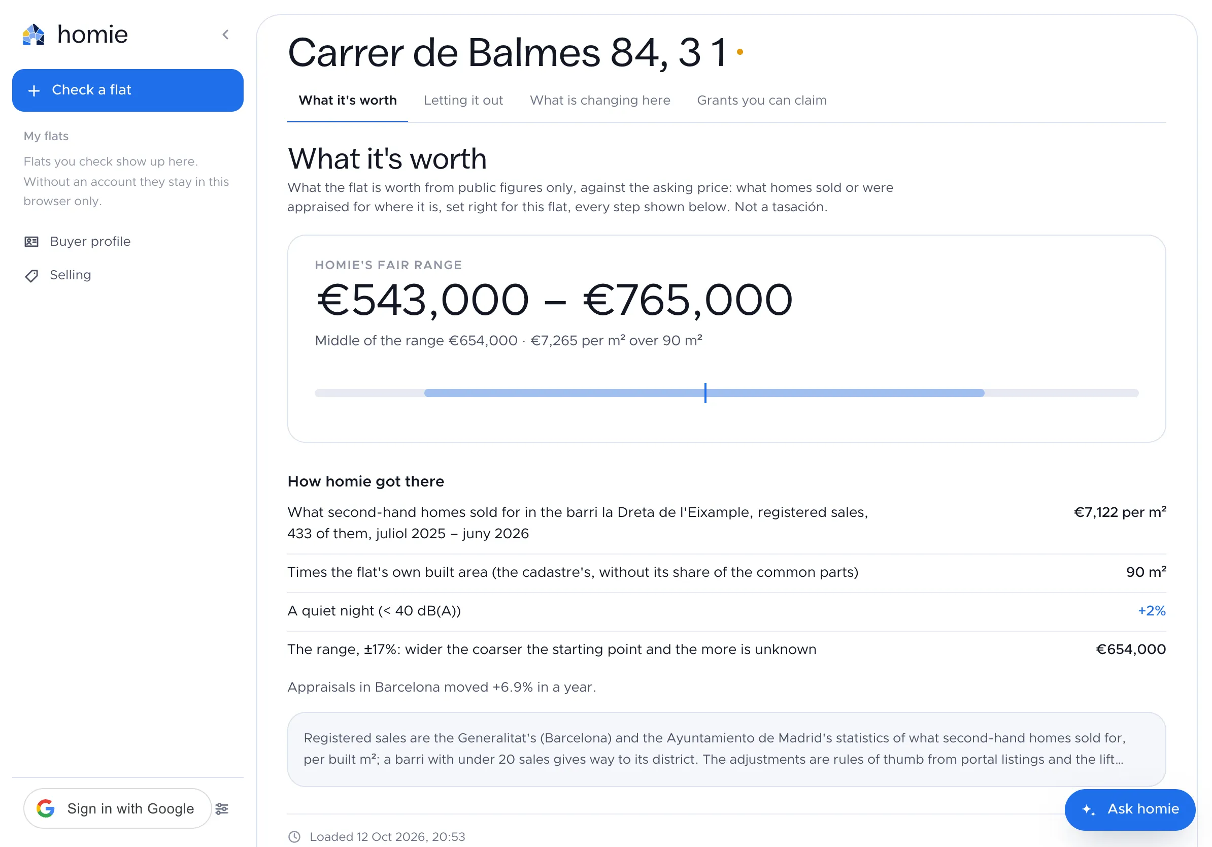 homie's report for Carrer de Balmes 84: What it costs you