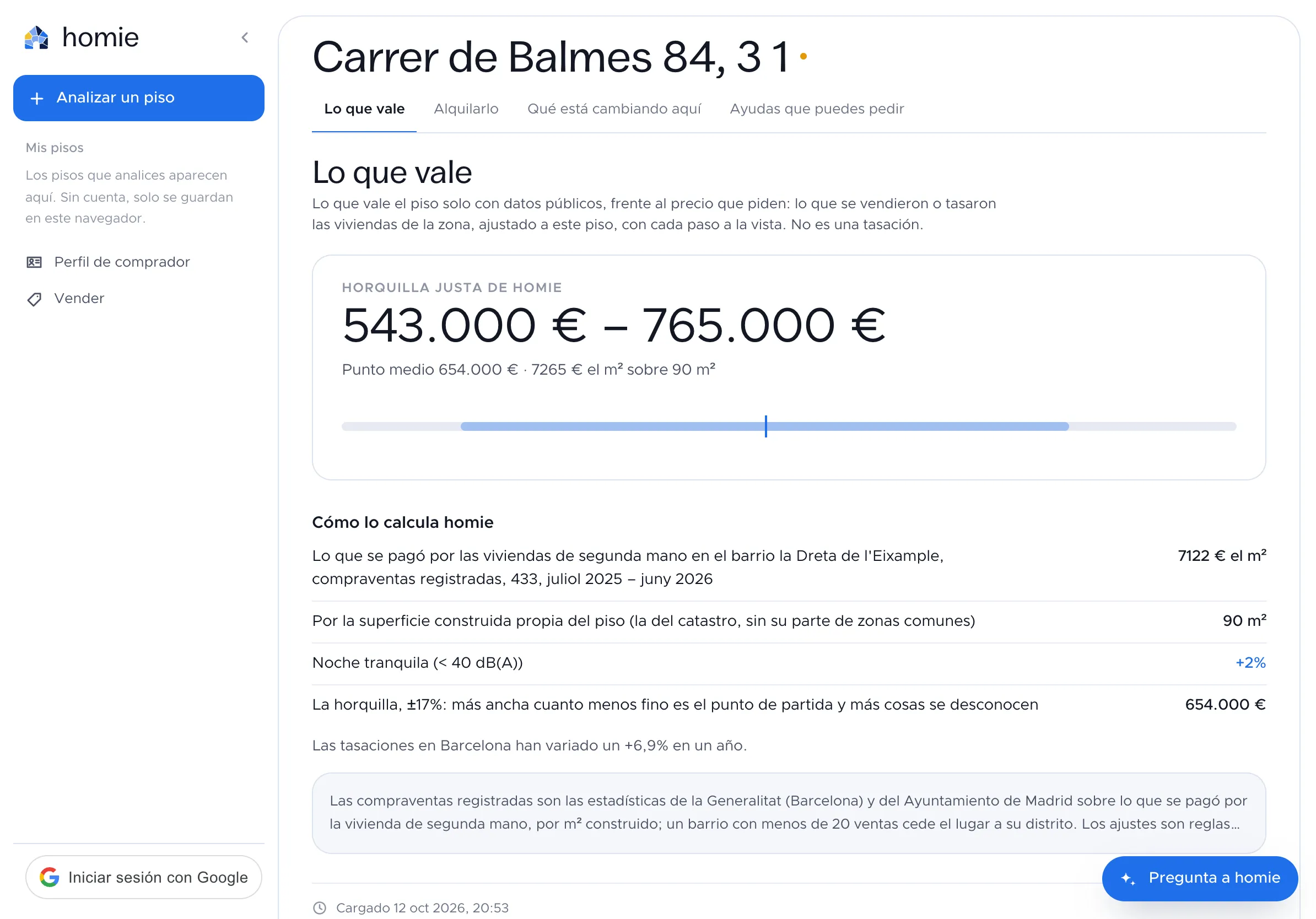 El informe de homie de Carrer de Balmes 84: Lo que te cuesta