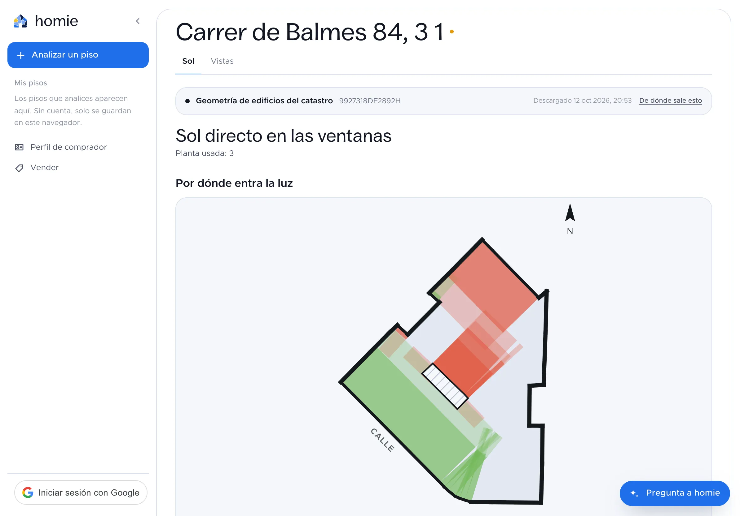 El informe de homie de Carrer de Balmes 84: Sol
